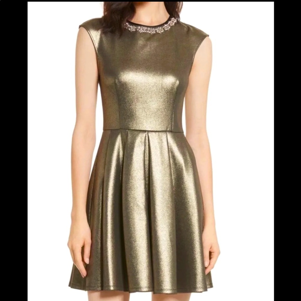 Ted Baker Ayma EmbellishedMetallic Dress